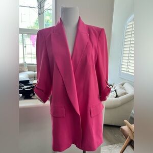 Pre-owned Zara hot pink rolled up sleeve blazer size S